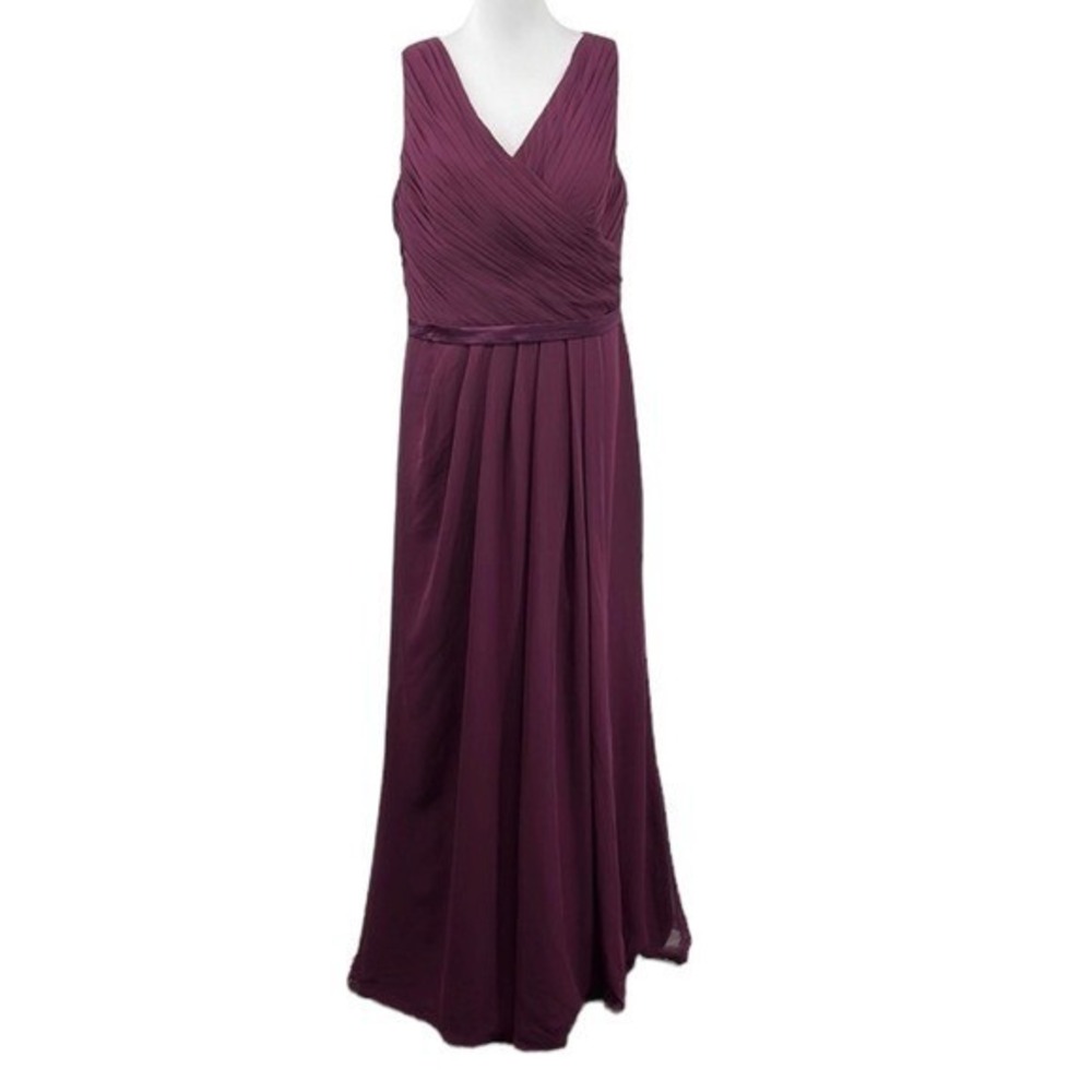 Hebeos Bridesmaid Dress Pleated Sleeveless Purple Plum Maxi Womens 1X Long Gown